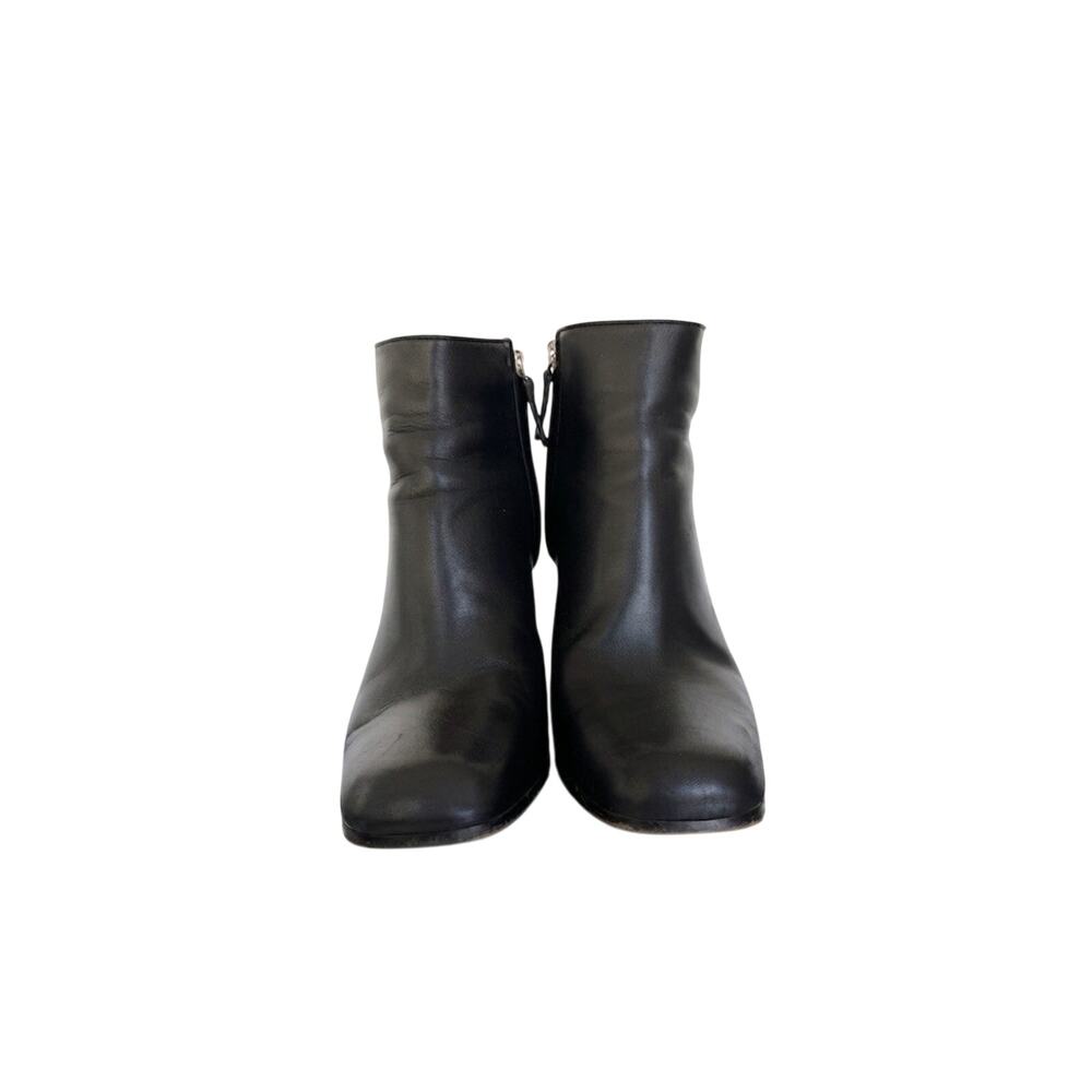 MaxMara Black Leather Square Toe Block Heel Ankle Boots EU 39.5/ US 9